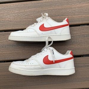 White and red Nike Court Vision